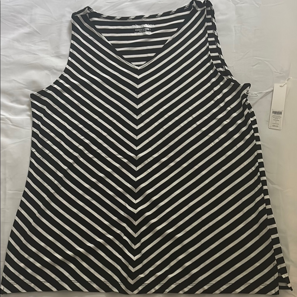 Chico’s  Black and White Chevron Sleeveless Tank Top